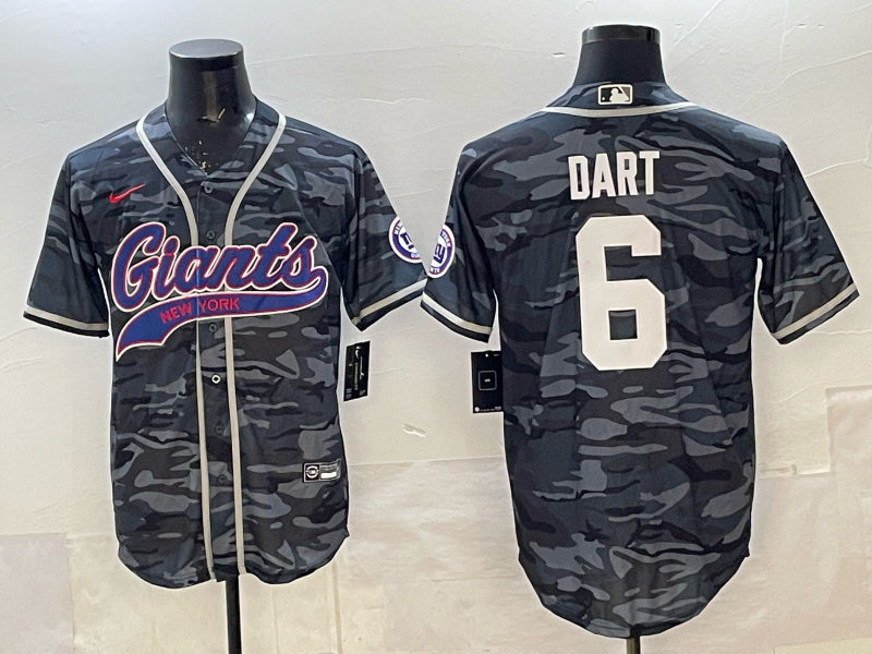 Men's New York Giants Jaxson Dart Grey Camouflage Game Jersey