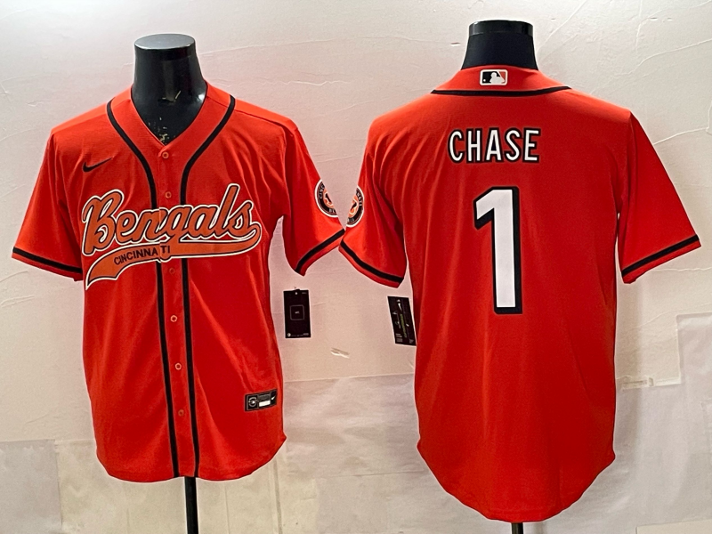 Men's Cincinnati Bengals Ja'Marr Chase #1 Orange Game Jersey