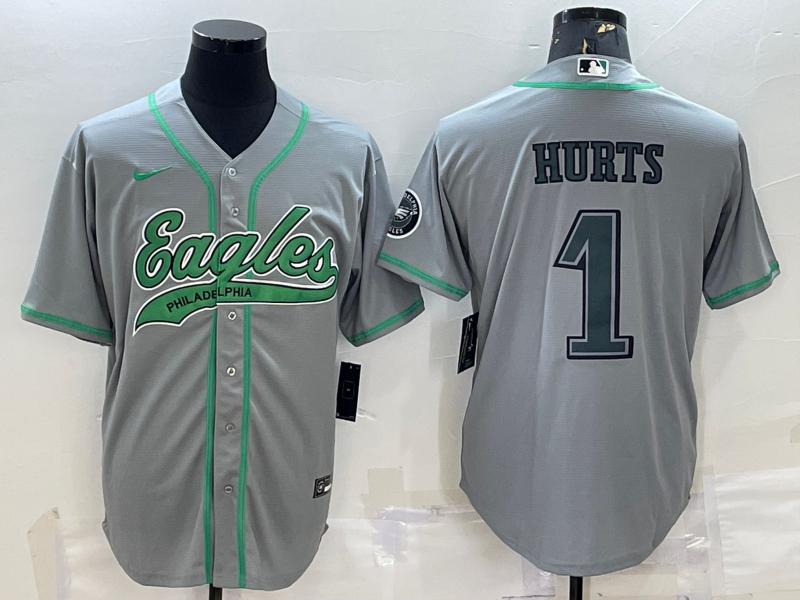Men's Philadelphia Eagles Jalen Hurts Gray Game Jersey Joint Edition