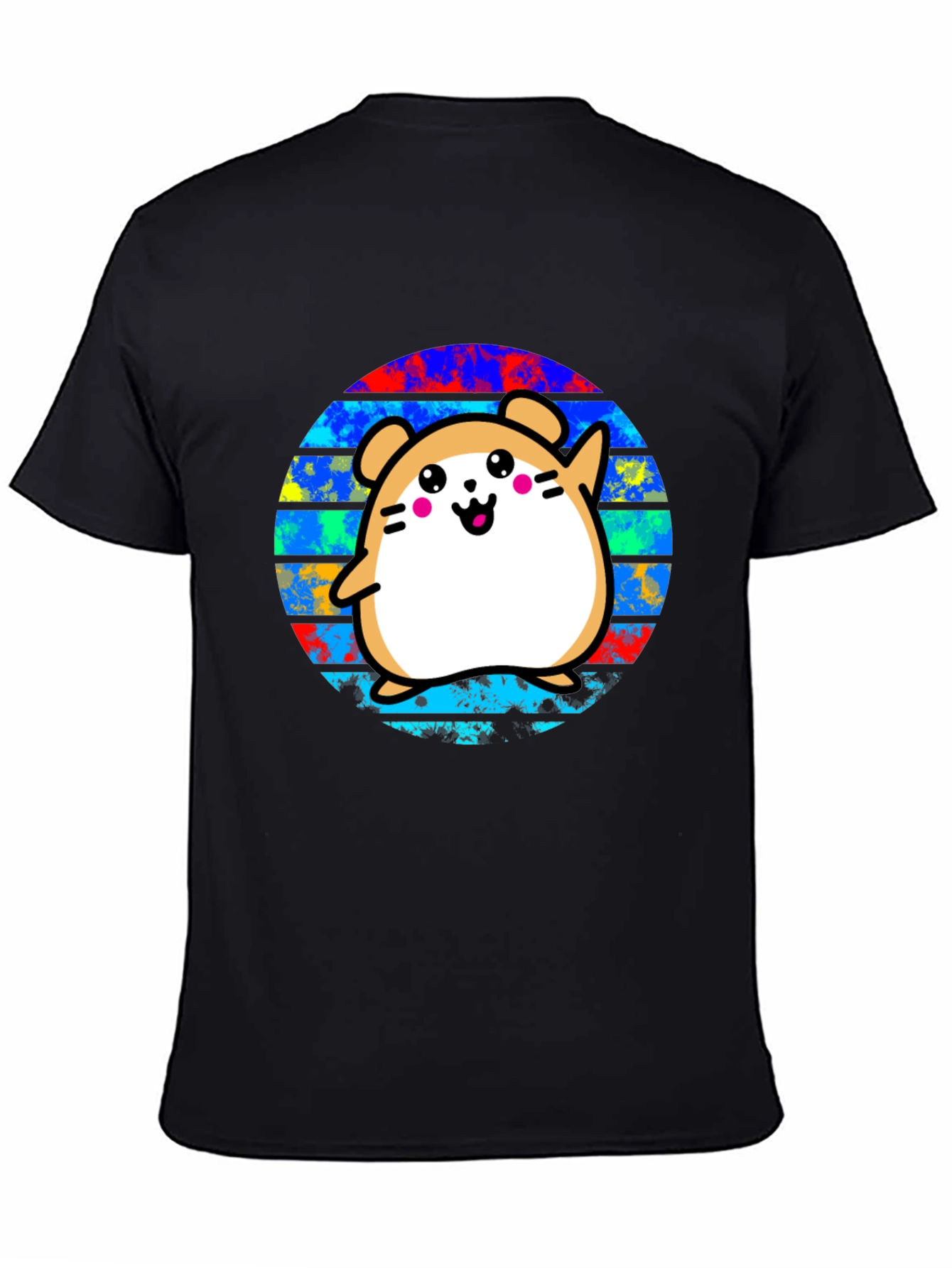 Cute Hamster Graphic Black T-Shirt