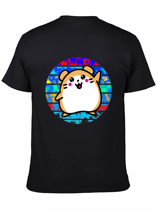 Cute Hamster Graphic Black T-Shirt