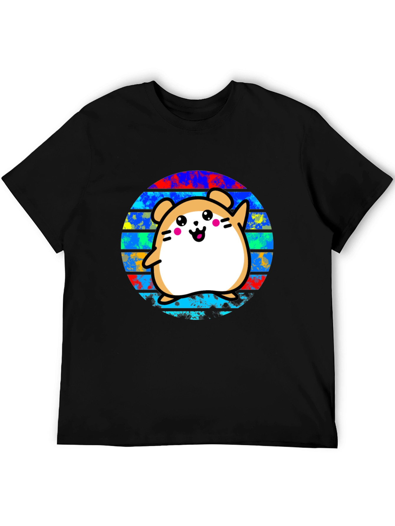 Cute Hamster Graphic Black T-Shirt