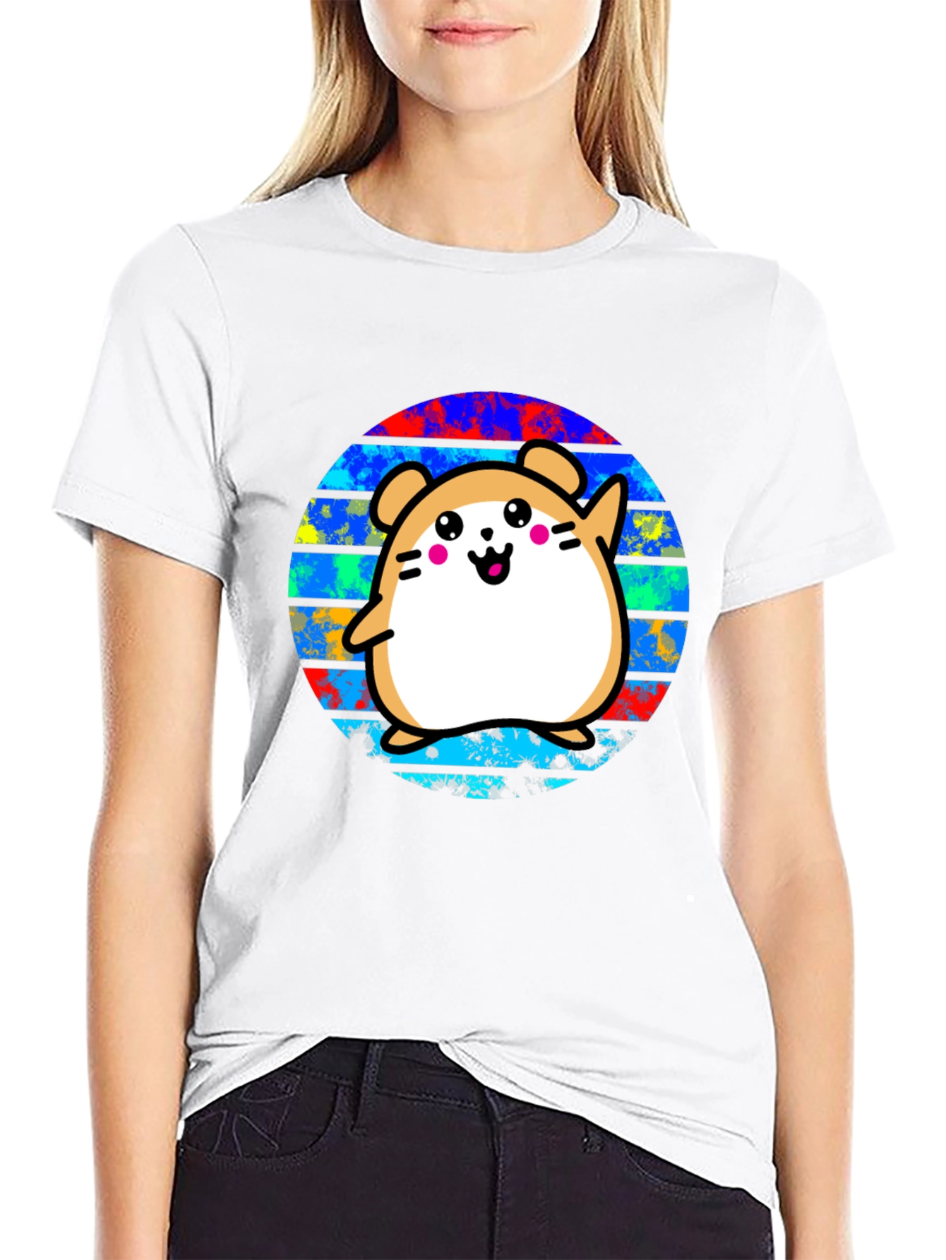 Cute Hamster Graphic Black T-Shirt