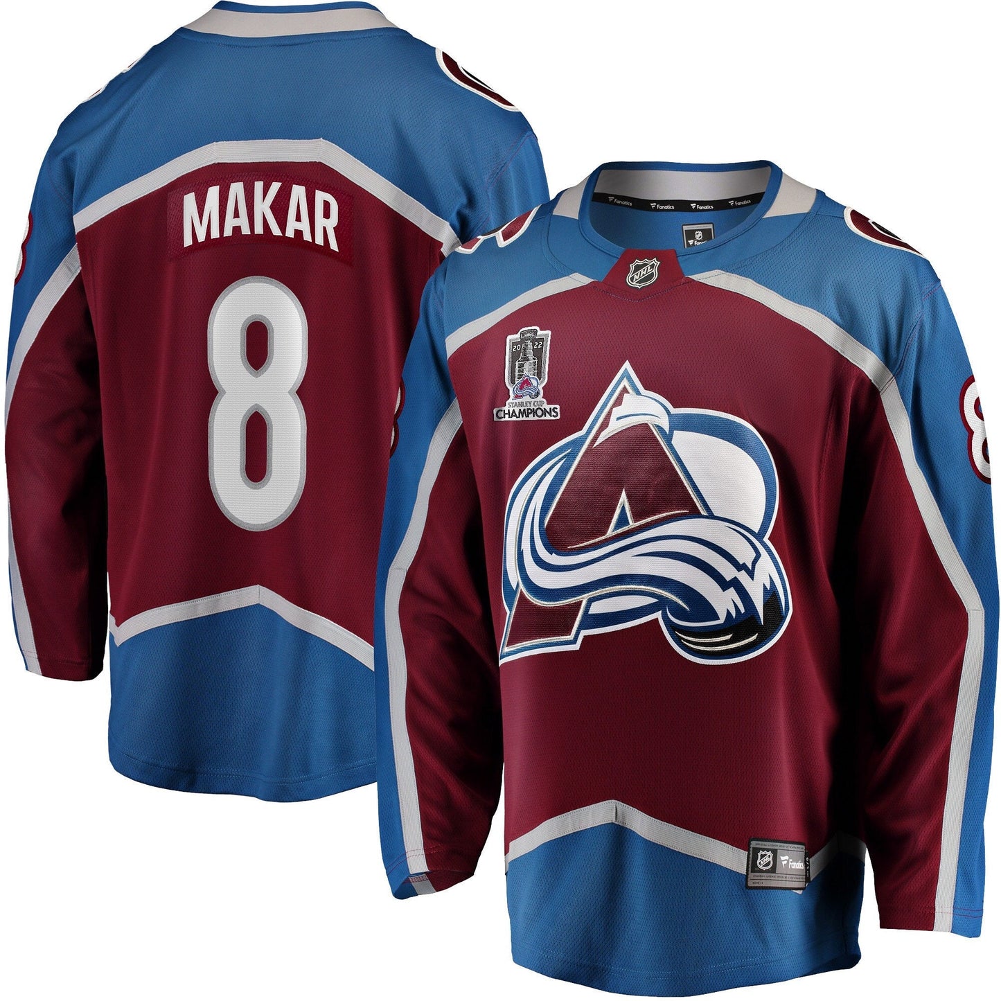 Cale Makar Colorado Avalanche   2022 Stanley Cup Champions Breakaway Patch  Jersey - Burgundy