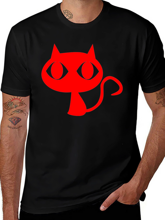 Red Devil Cat Graphic T-Shirt - Soft Cotton Tee