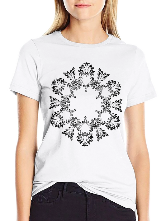 Elegant Black Floral Design T-Shirt