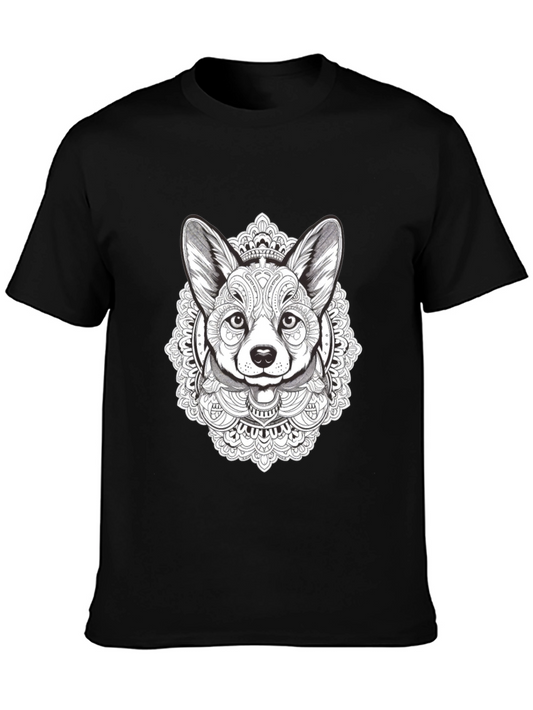 Corgi Mandala T-Shirt - Black Graphic Tee