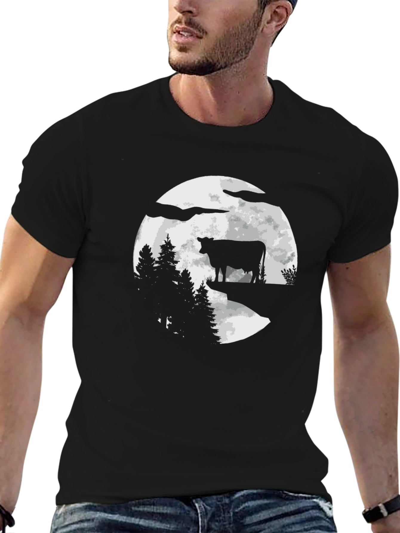 Cow Moon Black T-Shirt