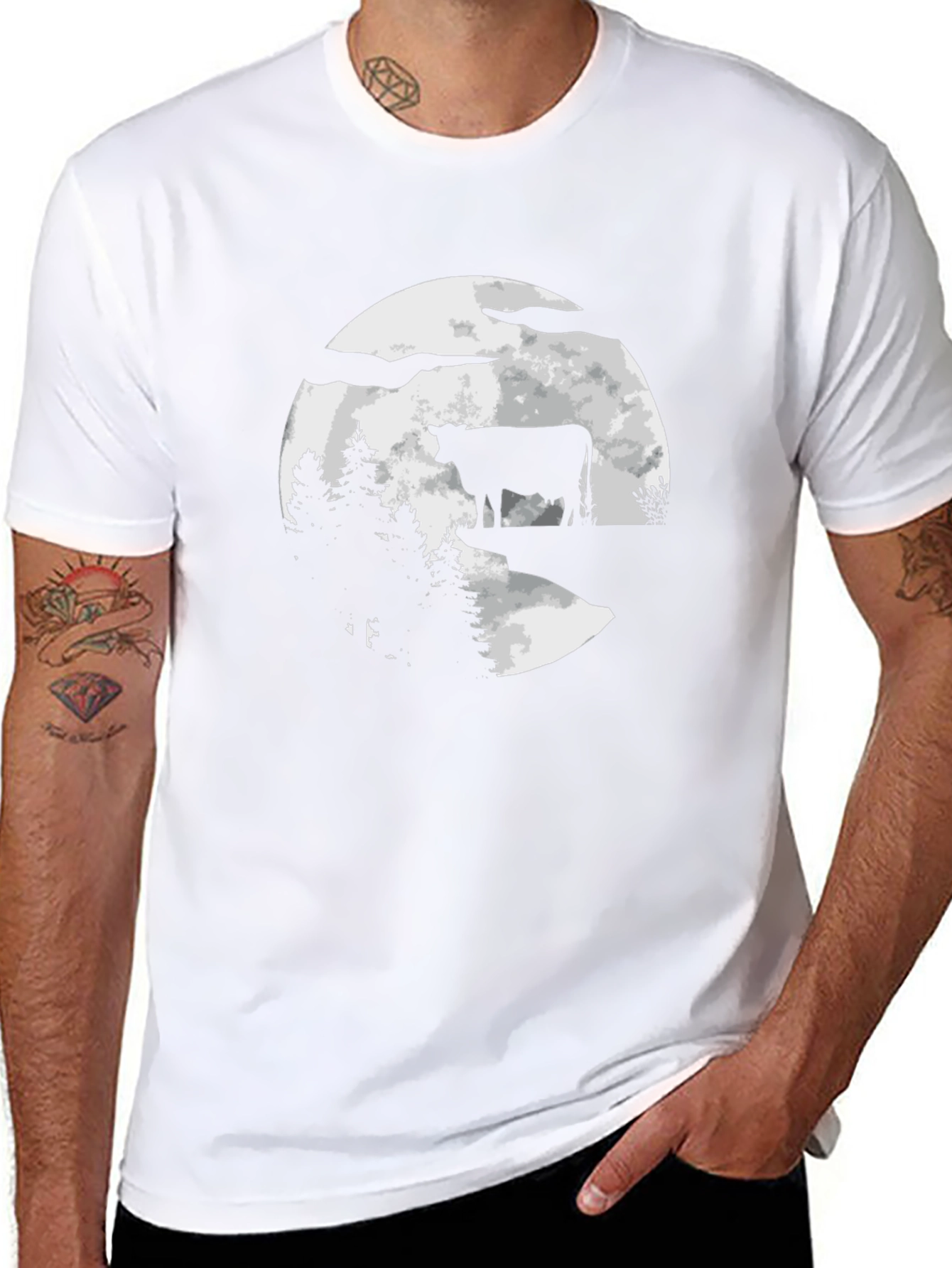 Cow Moon Black T-Shirt