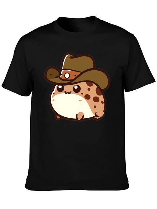 Cartoon Cowboy Frog T-Shirt - Black