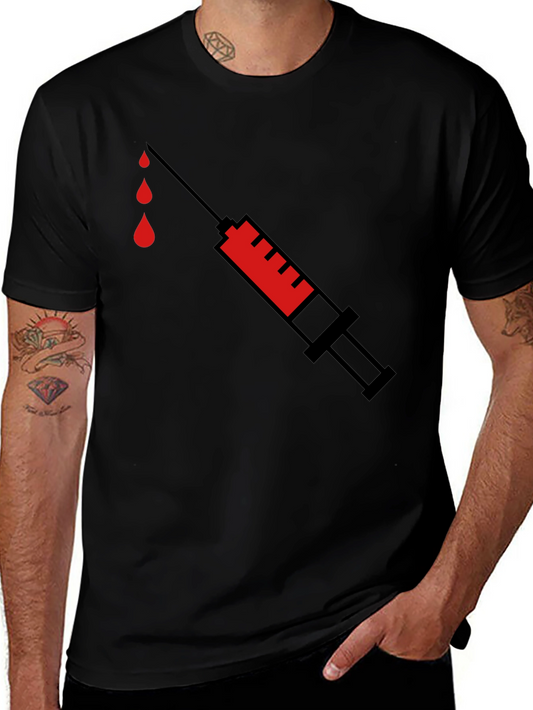 Syringe Graphic Tee - Black Cotton T-Shirt