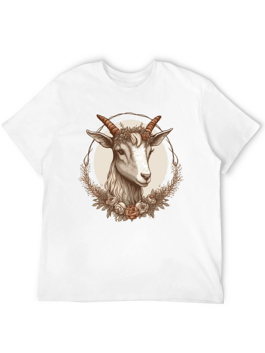 Goat Floral Wreath Graphic T-Shirt