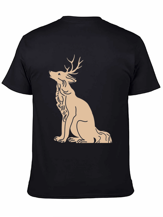 Black T-Shirt with Stag Design