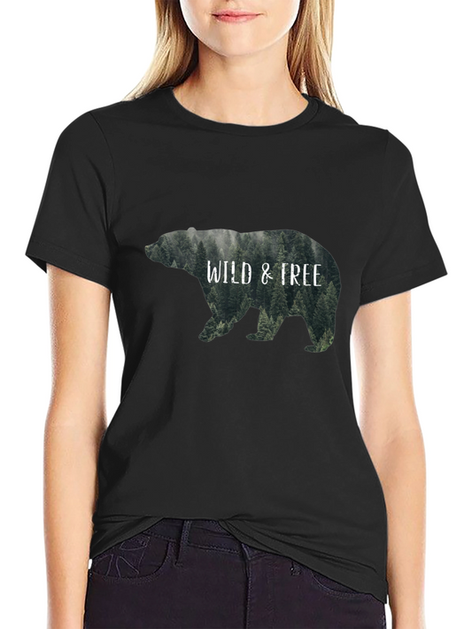 Wild & Free Bear Graphic T-Shirt - Black