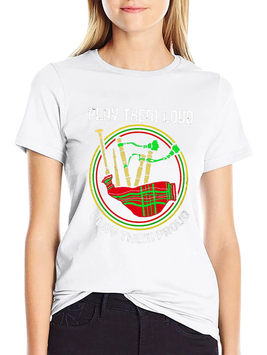 Play Them Loud Bagpipe Graphic Tee