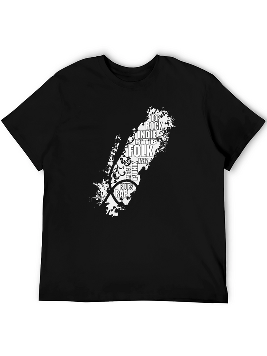Music Genre T-Shirt - Black Cotton Graphic Tee