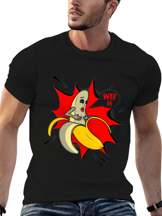 WTF Banana Graphic Tee - Funny Mens Black T-Shirt