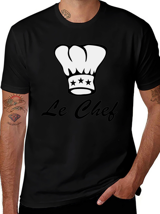 Le Chef Black T-Shirt with Chef Hat Design