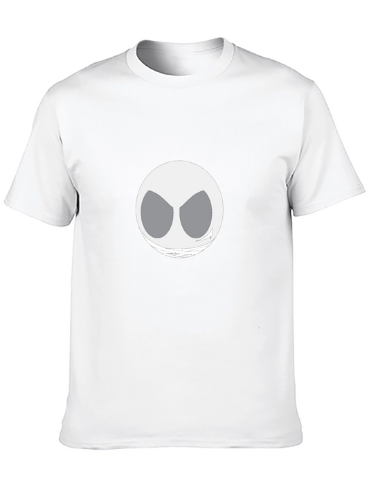 Mens Black Graphic T-Shirt with Unique White Face Design