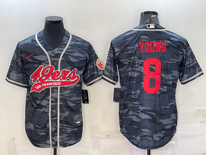 Men's San Francisco 49ers Steve Young Grey Camouflage Game Jersey Joint Edition