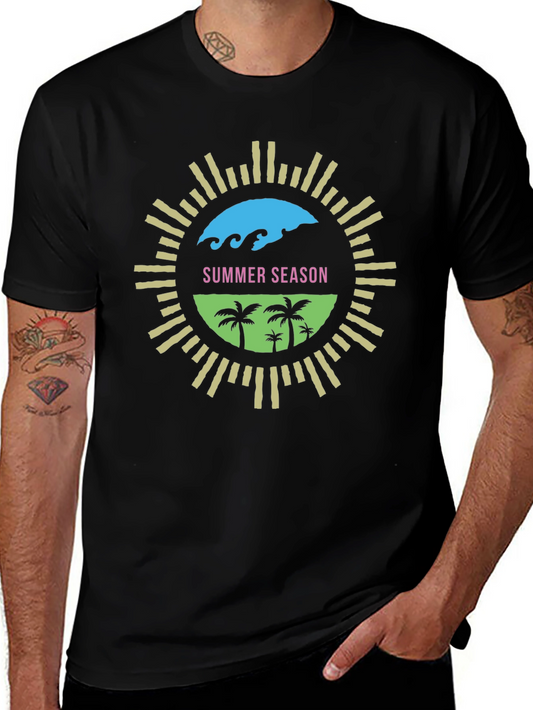 Summer Season Black T-Shirt - Beach Vibes