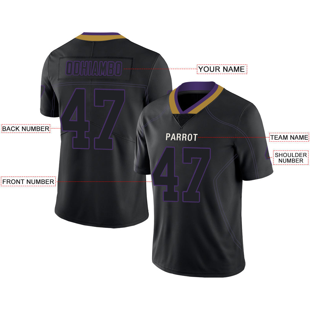 Custom B.Raven Stitched American Football Jerseys Personalize Birthday Gifts Black Jersey