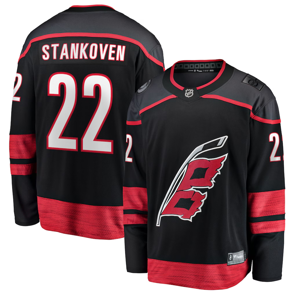 Men's Carolina Hurricanes Logan Stankoven Fanatics Black Home Breakaway Player Jersey