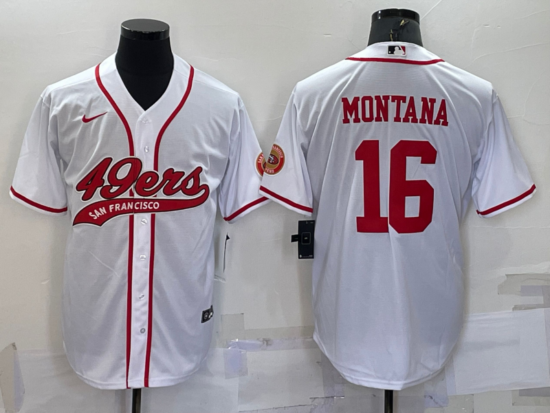 Men's San Francisco 49ers Joe Montana White Game Jersey Joint Edition