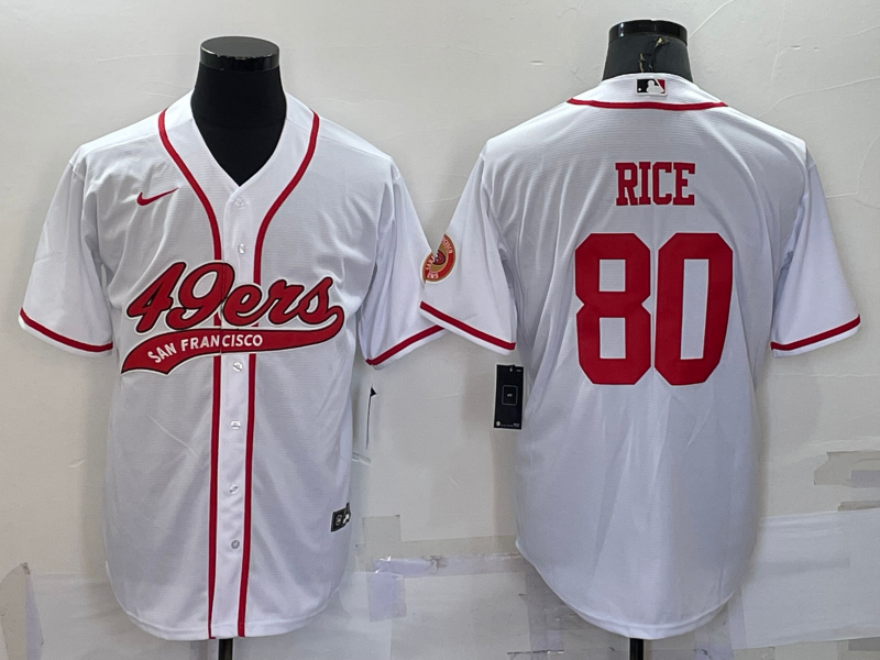 Men's San Francisco 49ers Jerry Rice White Game Jersey Joint Edition