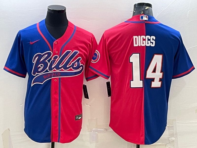 Men's Buffalo Bills Stefon Diggs Royal/Red Game Jersey Joint Edition