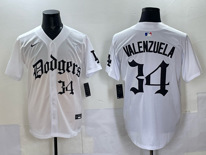 Men's Los Angeles Dodgers Fernando Valenzuela White Alternate Player Jersey