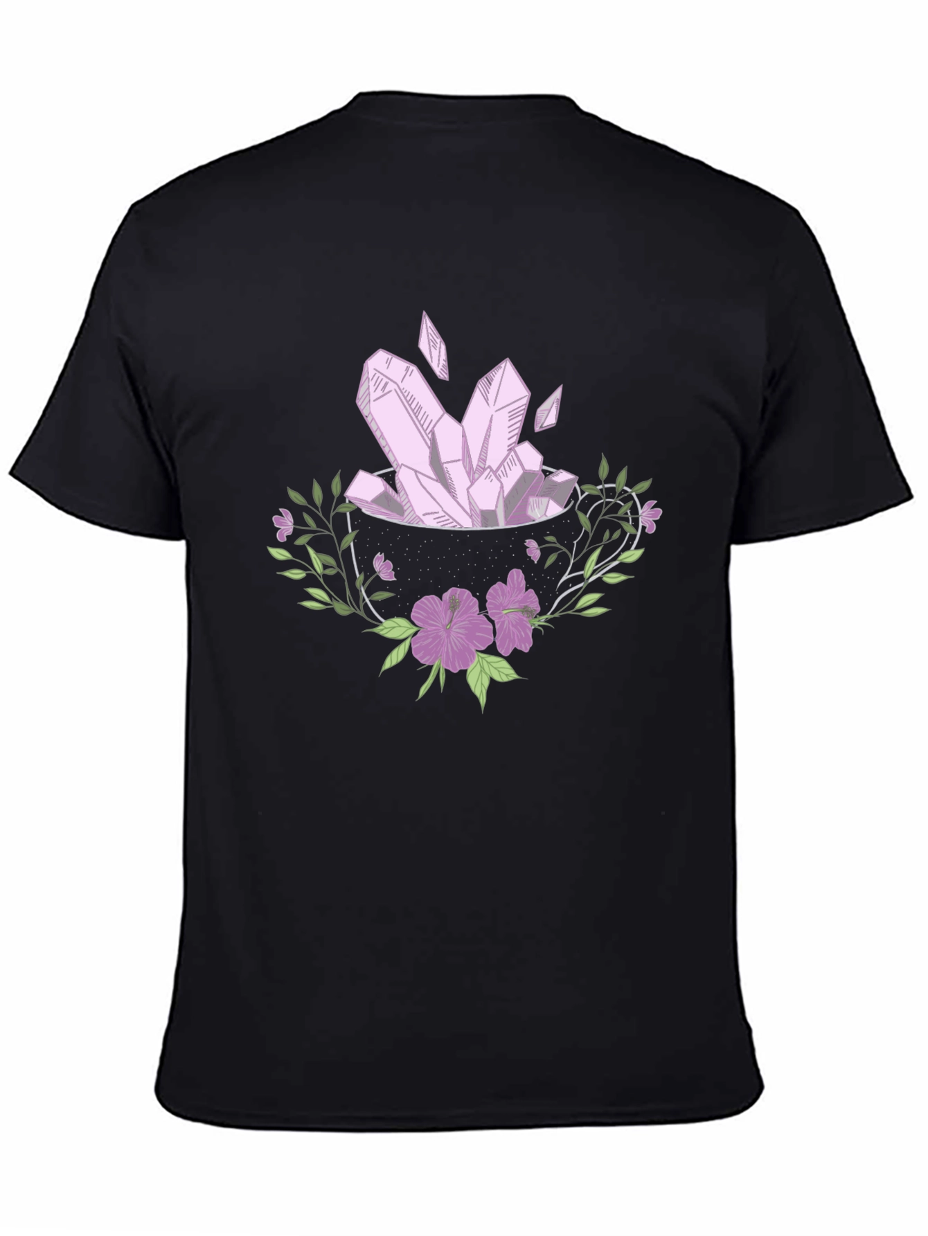 Crystal & Floral Graphic Tee - Black