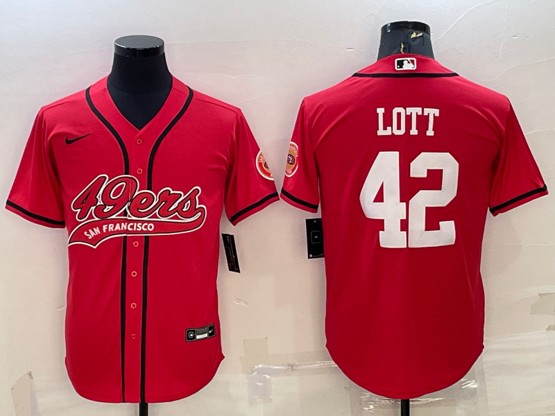 Men's San Francisco 49ers Ronnie Lott Red Game Jersey Joint Edition