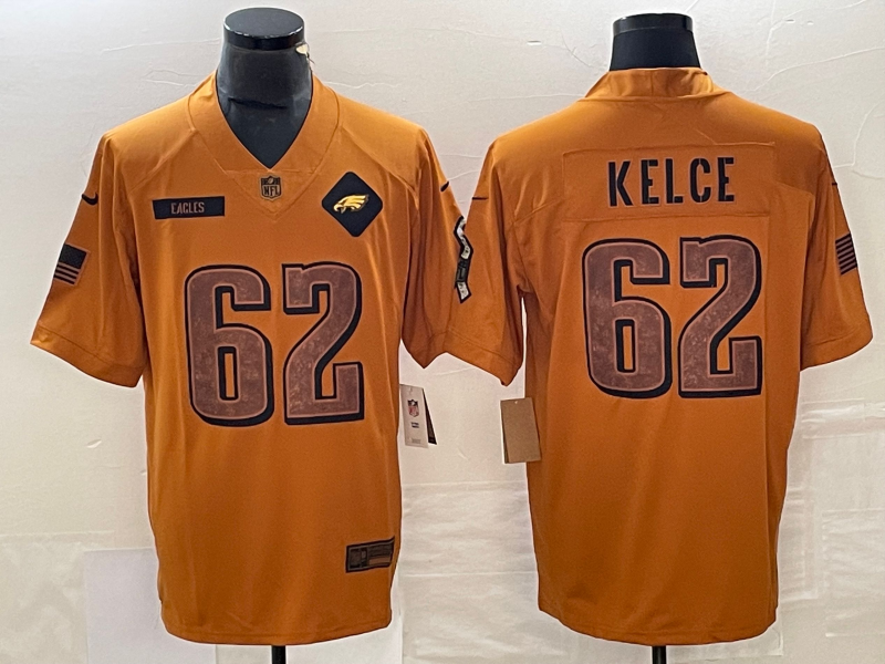 Men's Philadelphia Eagles Jason Kelce Brown 2023 Salute To Service Retired Player Limited Jersey