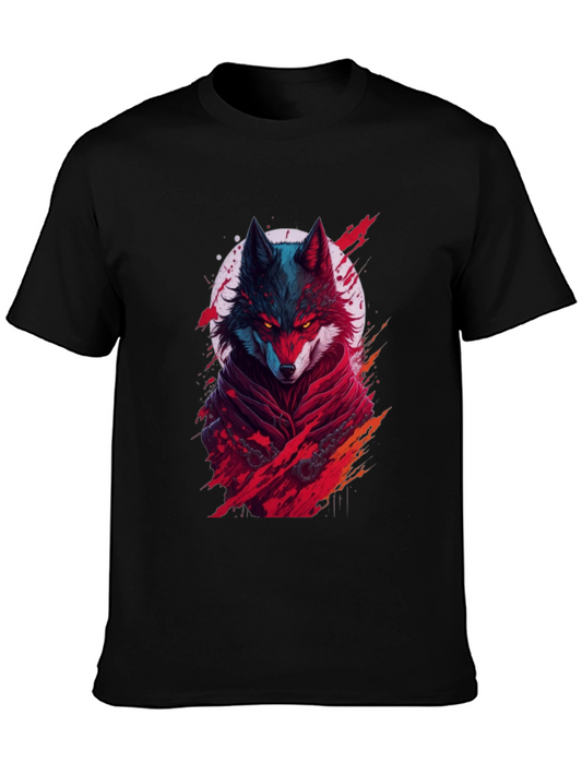 Wolf Warrior Graphic Print Black T-Shirt