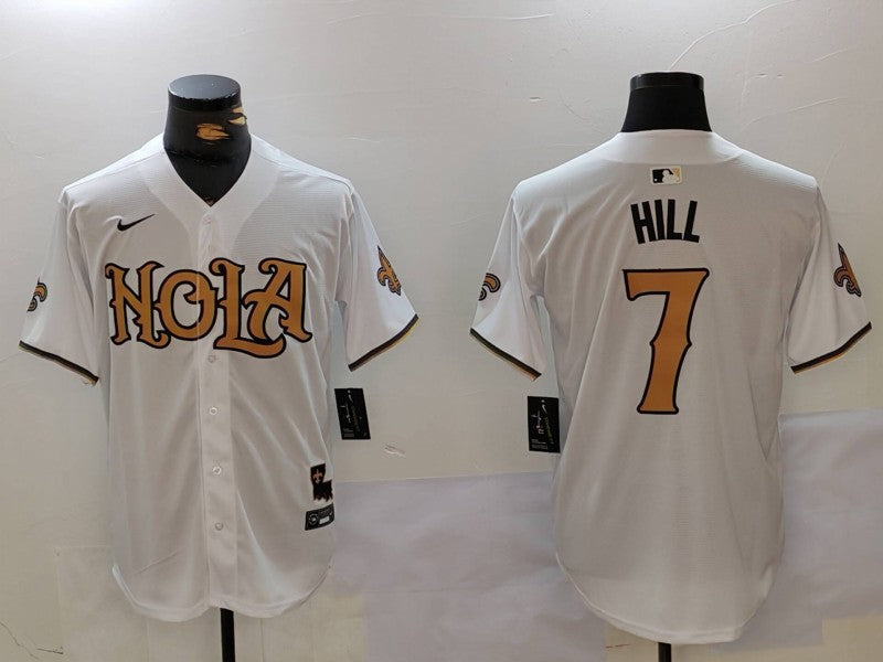 Men's New Orleans Saints Taysom Hill White Game Player Jersey