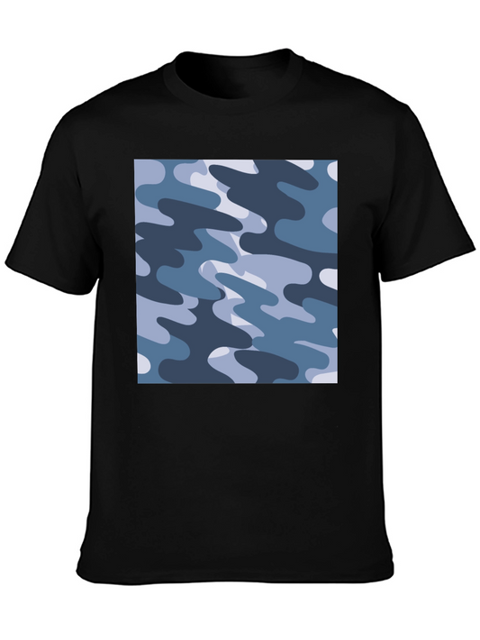 Mens Black Camouflage Print T-Shirt