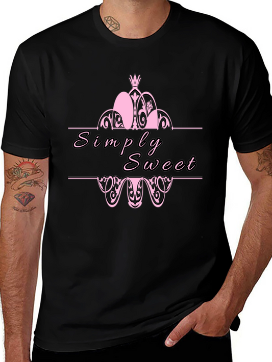 Simply Sweet Pink Graphic Black T-Shirt