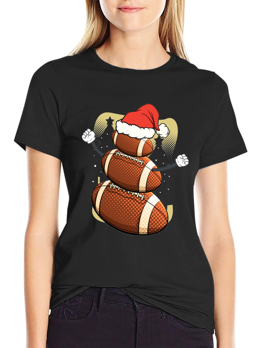 Football Snowman Christmas T-Shirt
