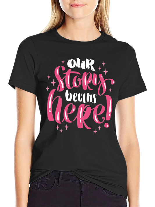 Our Story Begins Here Black Graphic Tee
