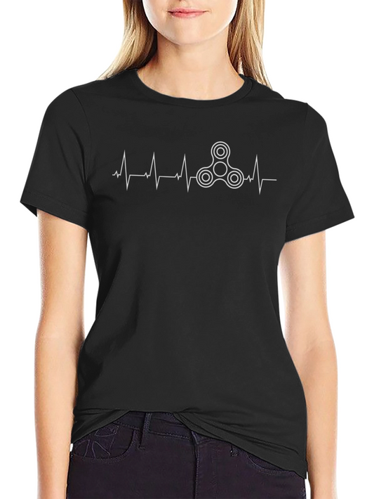 Fidget Spinner Heartbeat T-Shirt - Novelty Graphic Tee