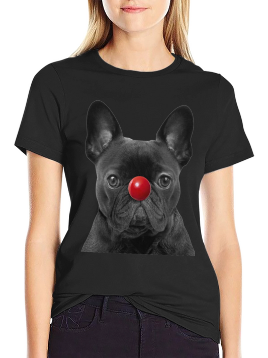 Dog with Red Nose Graphic T-Shirt