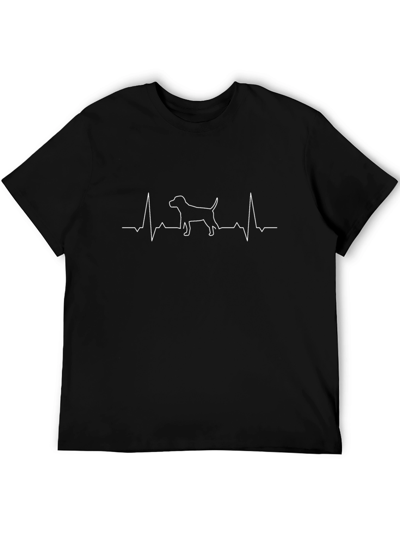 Dog Heartbeat T-Shirt - Black Casual Animal Lover