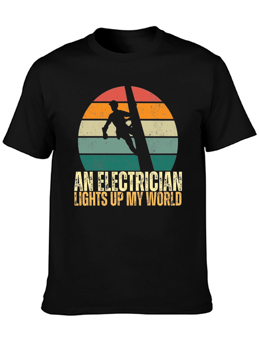 Electrician T-Shirt - Lights Up My World Sunset Graphic