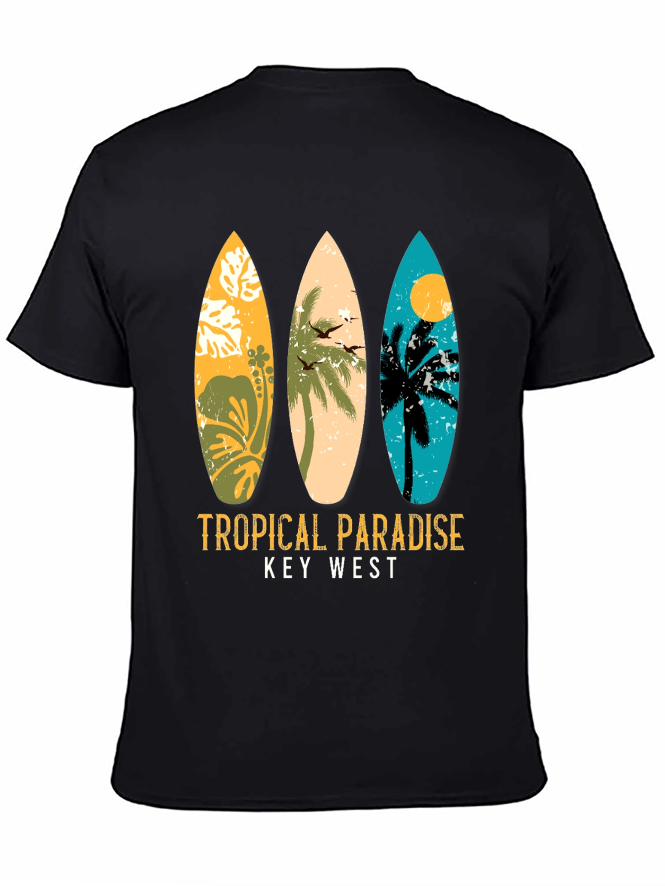 Tropical Paradise Key West Surfboard Graphic T-Shirt