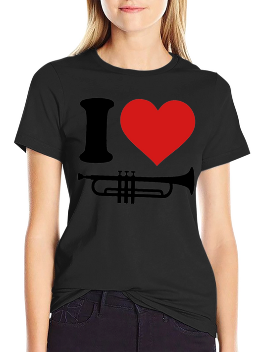 I Heart Trumpet Graphic T-Shirt - Black